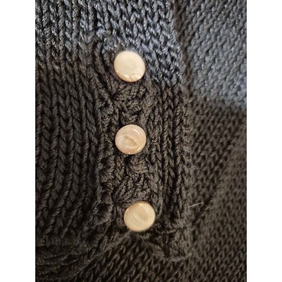 Margaret Wynn VTG Hand Loomed Sweater Boho Crochet Mother of Pearl Blk Sz O/S - Picture 6 of 9